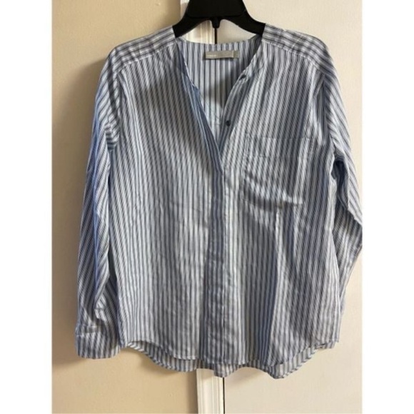 Vince Navy and White Striped Blouse women Small - Picture 3 of 8
